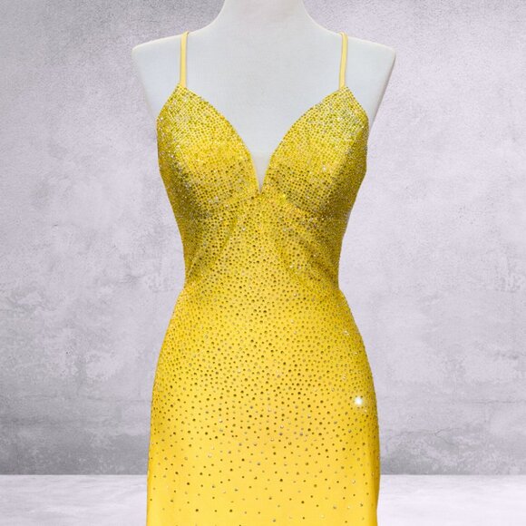 New Formal Sleeveless Sheath Dress w/ Rhinestones Embroidery & V-Neck AC 3100S - Picture 1 of 10